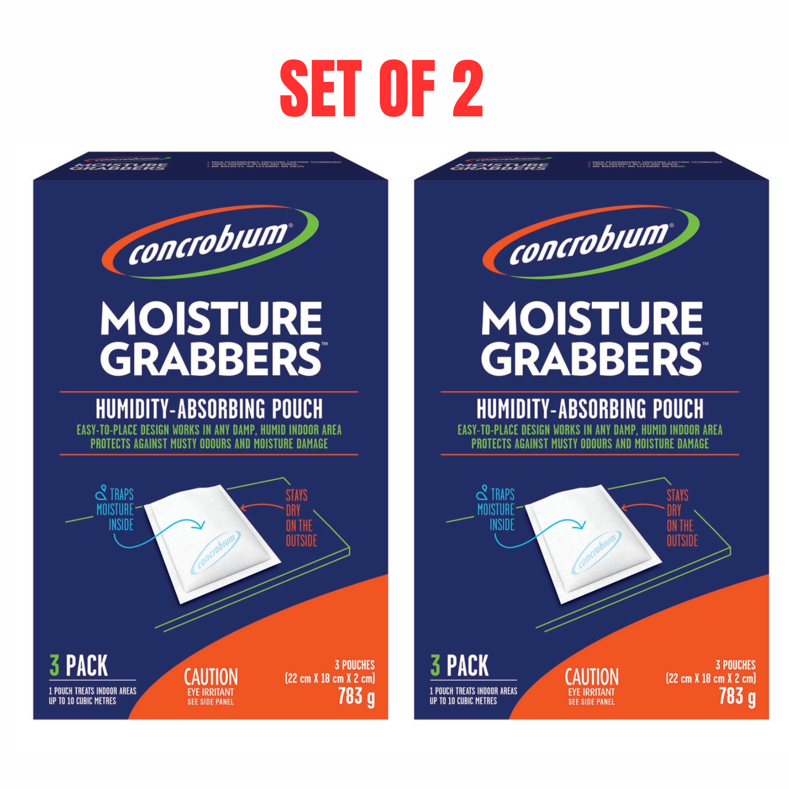 2 x Concrobium Moisture Grabbers Humidity Absorbing Pouches - 3 Pack