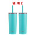 2x Oasis Super Sipper Insulated Tumbler w/ Silicone Head Straw 600ml - Turquoise