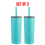 2x Oasis Super Sipper Insulated Tumbler w/ Silicone Head Straw 600ml - Turquoise