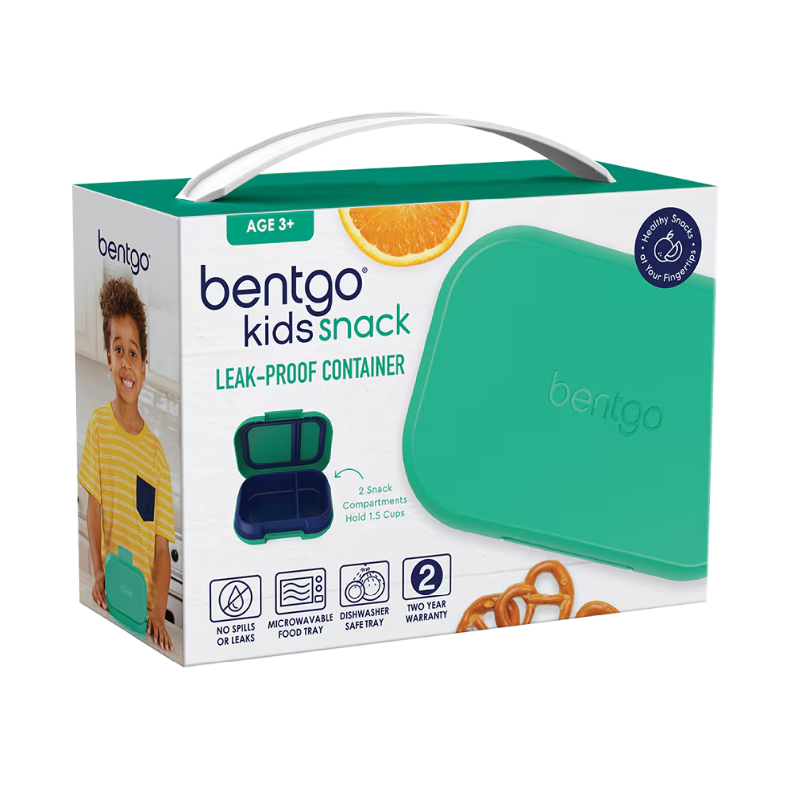 Bentgo Kids Leak-Proof Snack Container Bento Food Lunch Box - Green/Royal