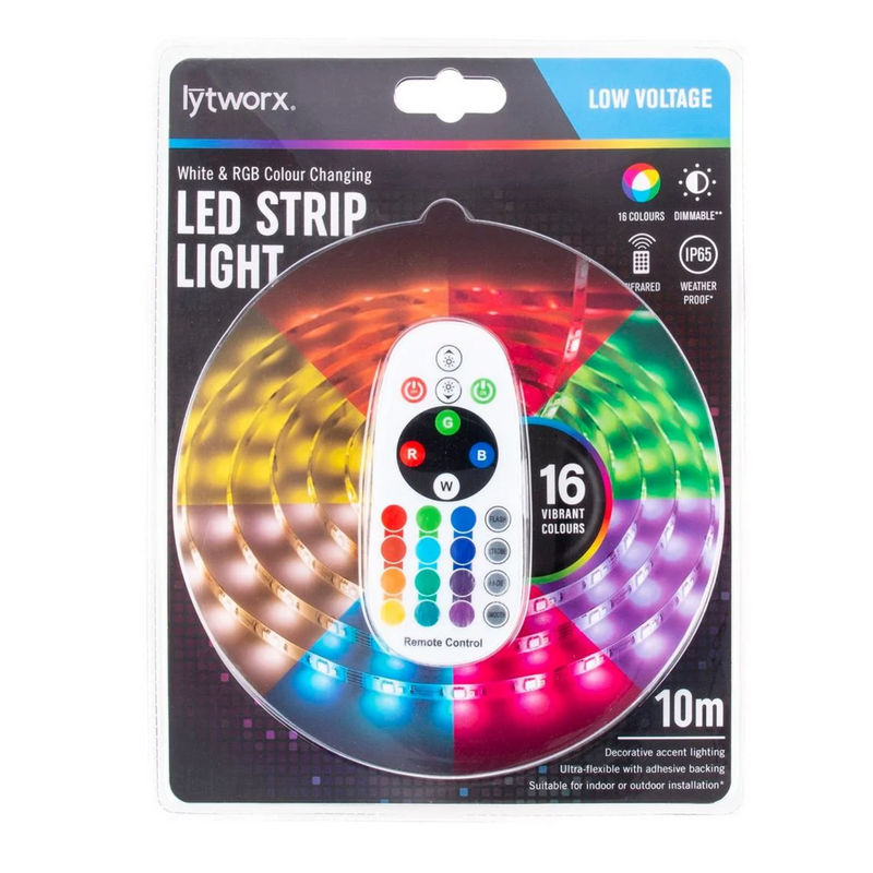 Lytworx 10m RGB And White LED Strip Light - IP65 Weatherproof - 16 Bright Color