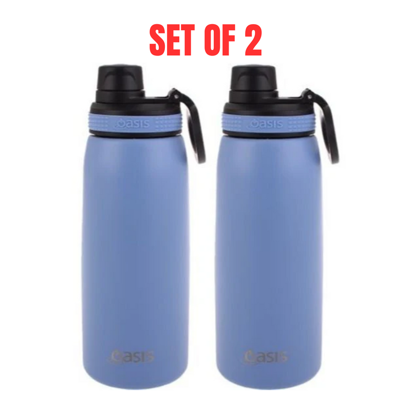 2 x Oasis Insulated Sports Bottle W/ Screw Cap Double Wall Stainless Steel 780ml Lilac