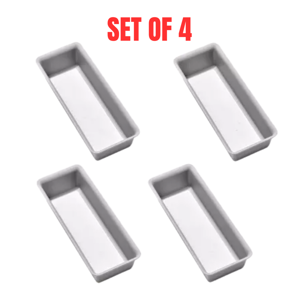 4x Madesmart Small Storage Bin Utensil Tray Kitchen Drawer Organiser - Soft Grey