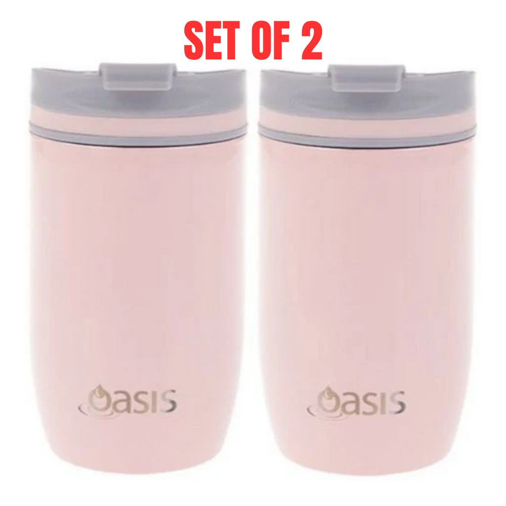 2 x Oasis Insulated Travel Cup 300ml - Soft Pink