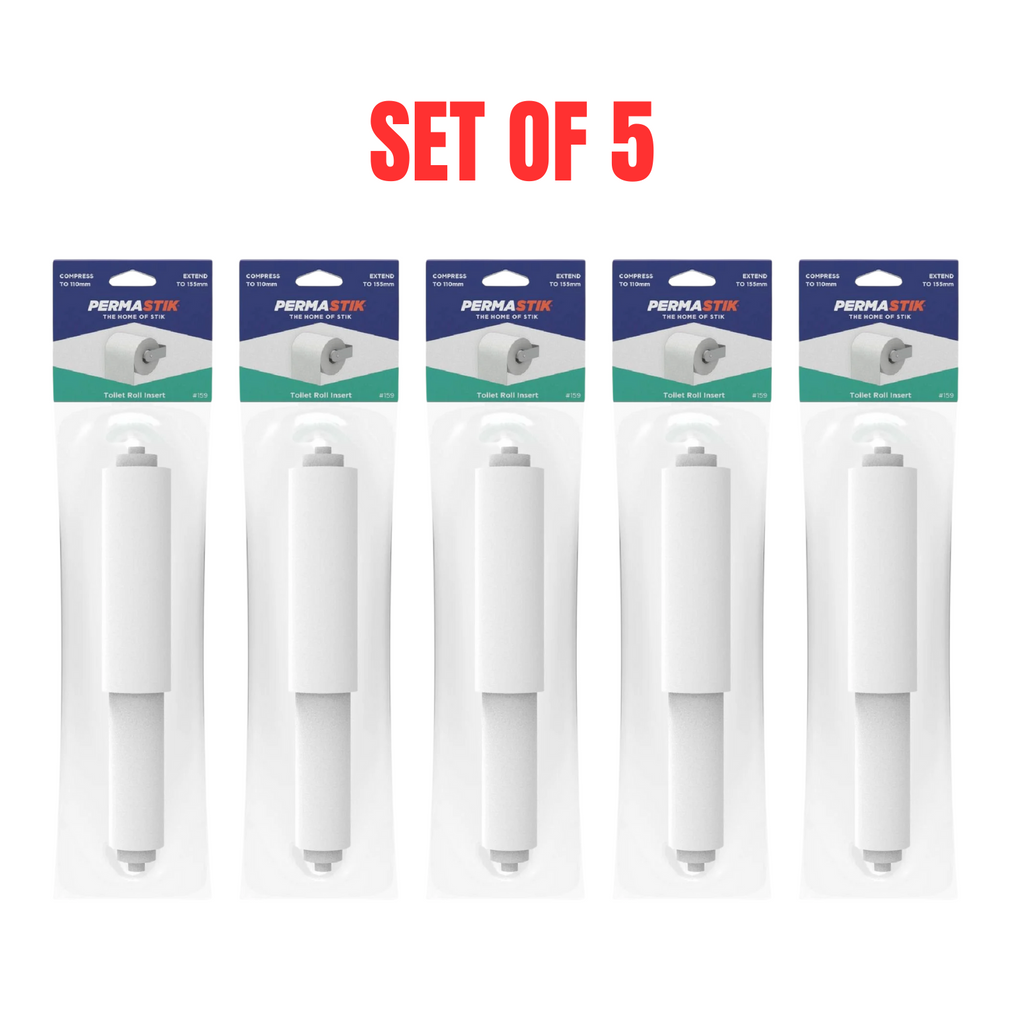 5 x Permastik Toilet Roll Insert with Internal Spring Mechanism - White