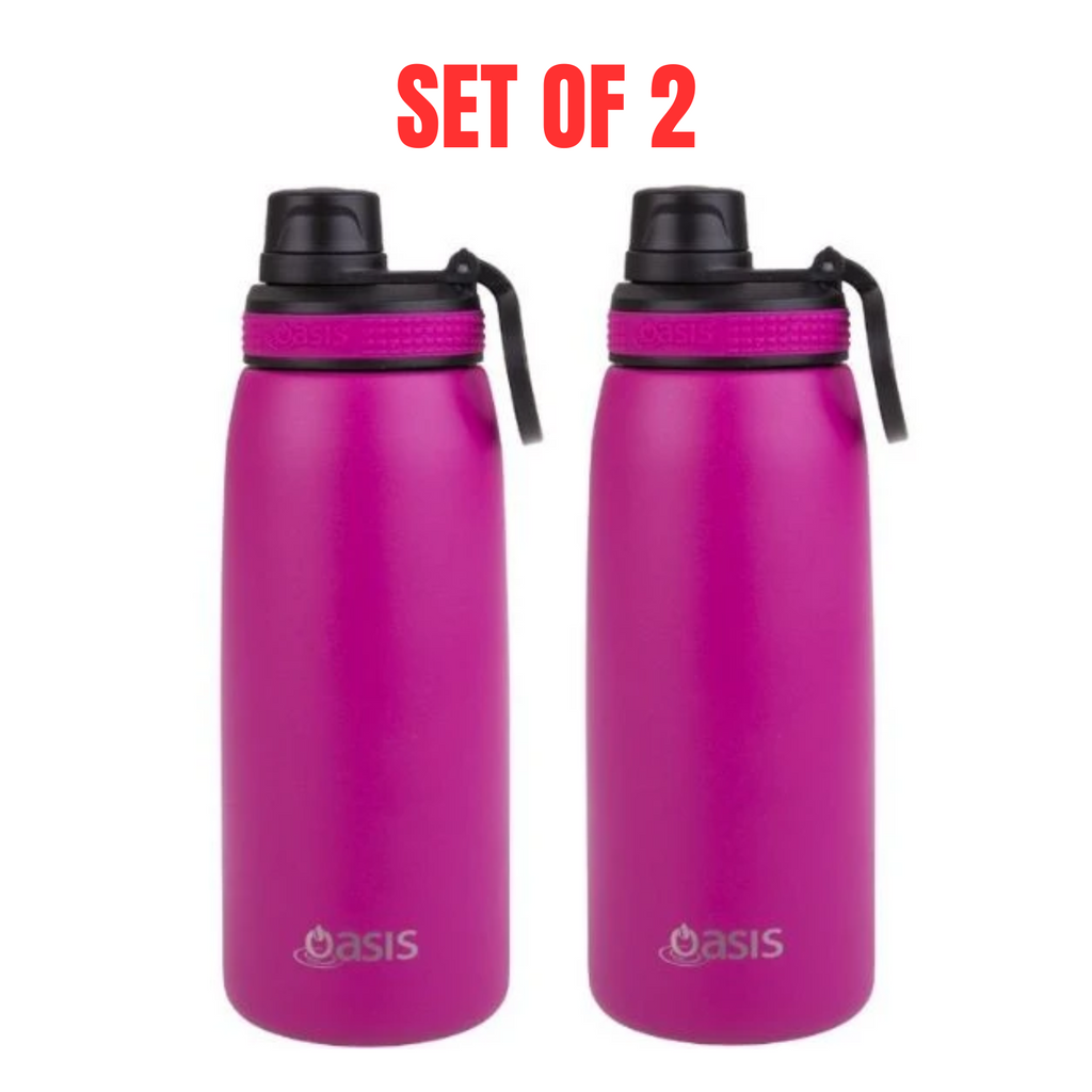 2 x Oasis Insulated Sports Bottle W/ Screw Cap Stainless Steel Oasis 780ml - Fuchsia