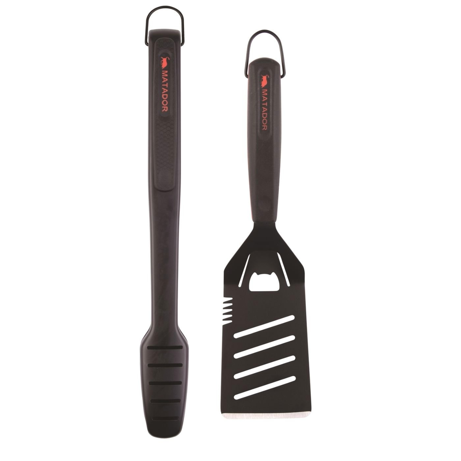 BBQ Stainless Steel Non-Stick Tool Matador Cooking Grilling Tongs Spatula, Black