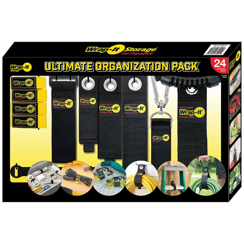 Wrap-It Storage Ultimate Organisation Pack 24 Pieces Cable Strap Cord Wrap Ties