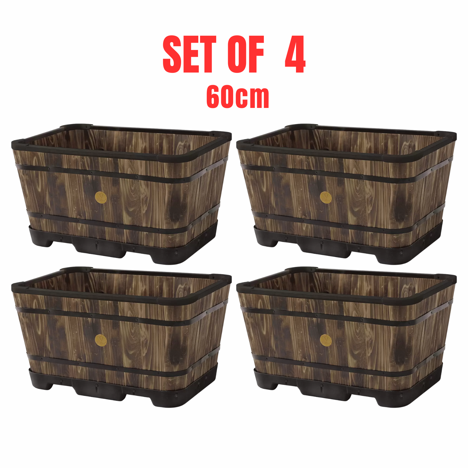Takasho VegTrug 60cm Wooden Trough Planter 4 Pack