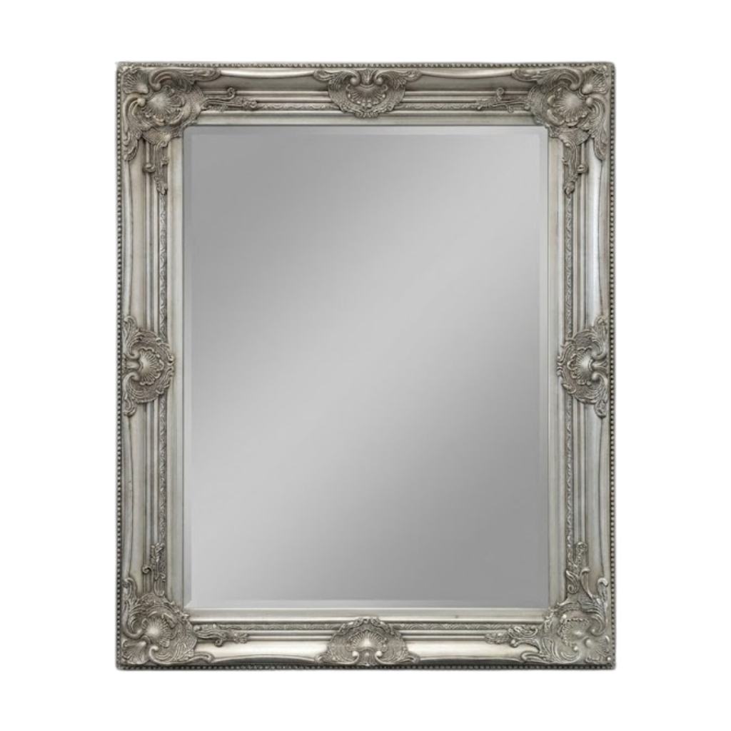 French Provincial Ornate Mirror - Antique Silver - Small 80cm x 110cm