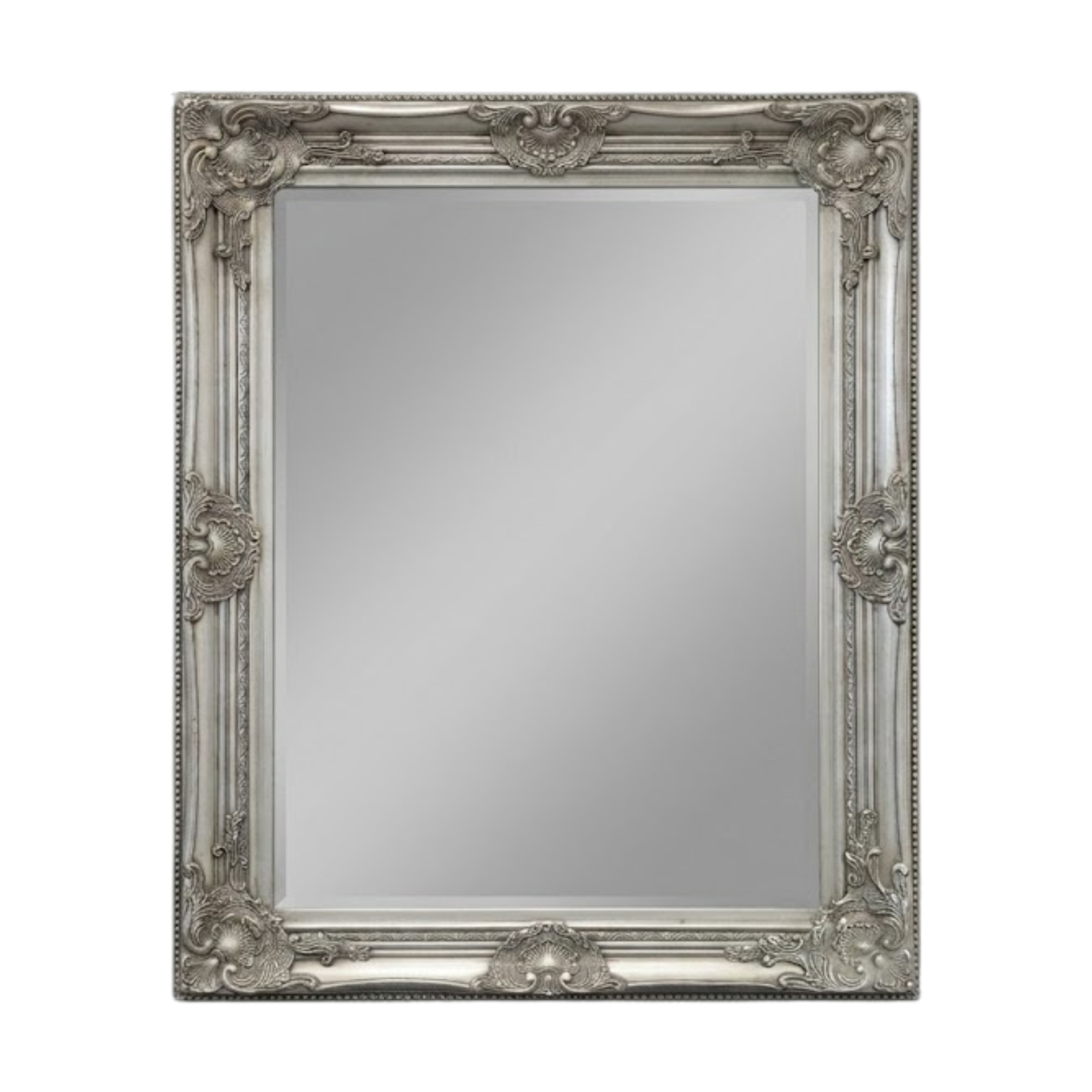 French Provincial Ornate Mirror - Antique Silver - Small 80cm x 110cm