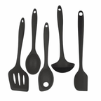 5 Piece Black Silicone Kitchen Utensil Set Cooking Tools