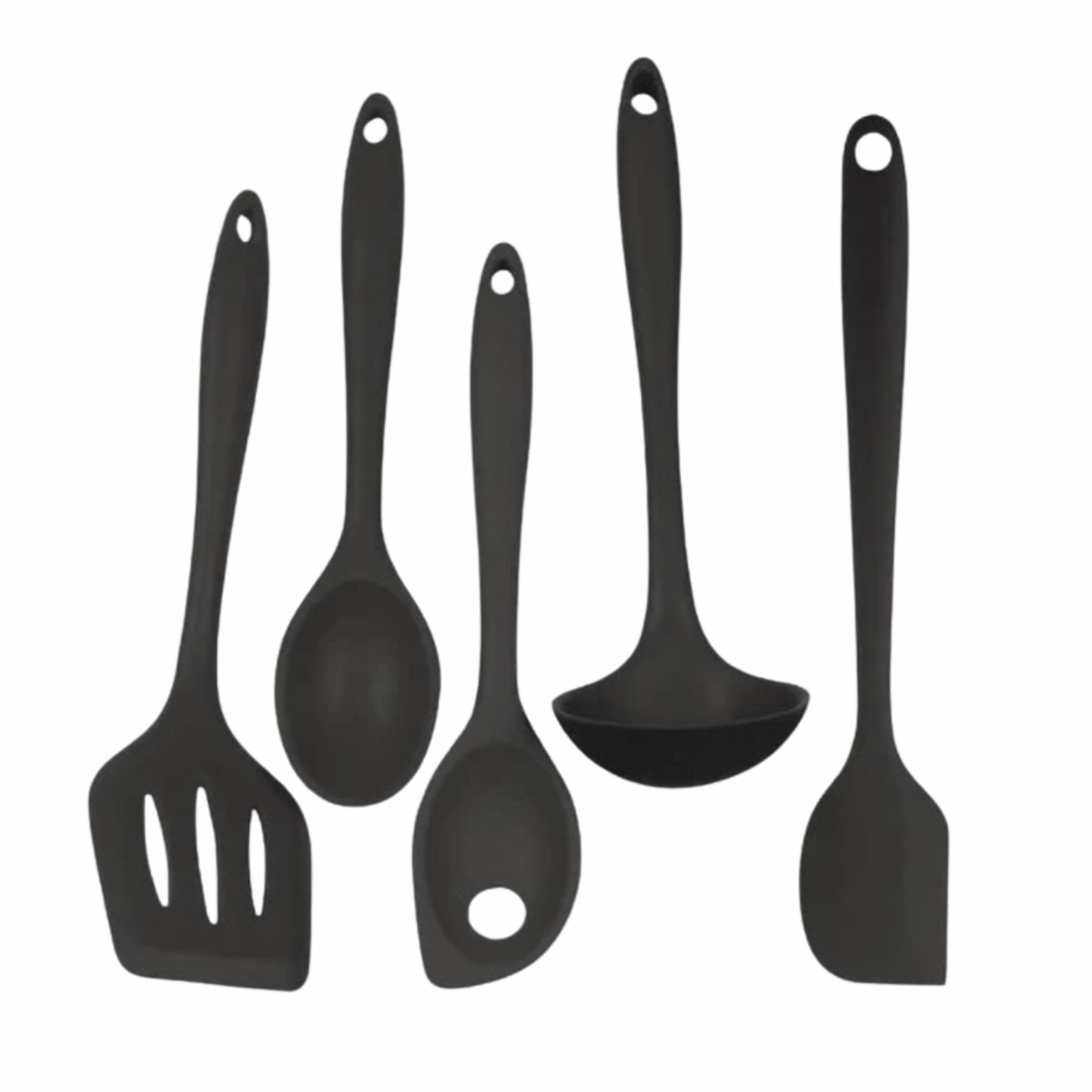 5 Piece Black Silicone Kitchen Utensil Set Cooking Tools