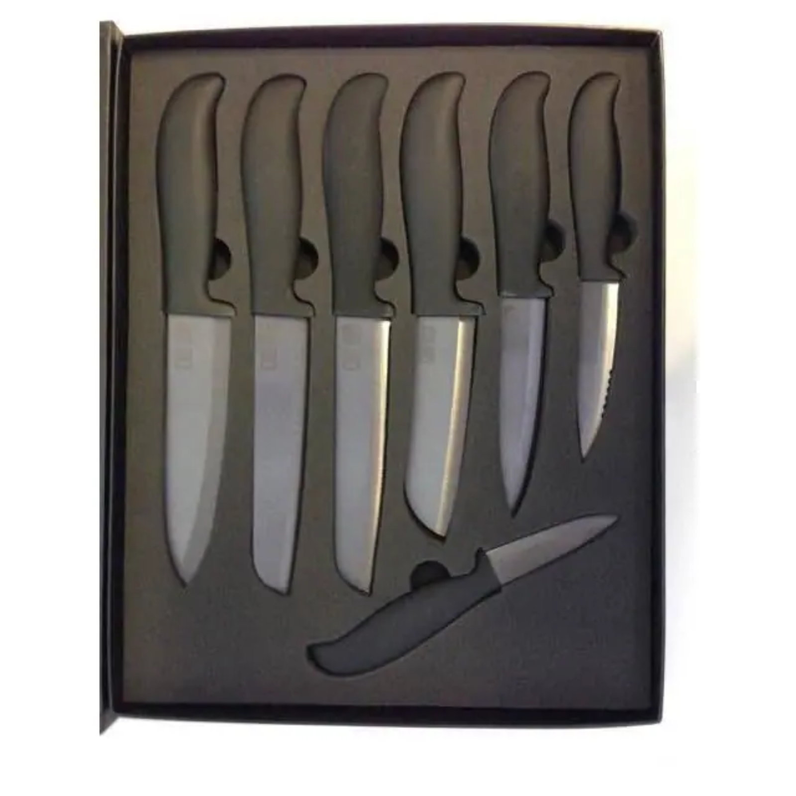 7 Piece Ceramic Knife Set with Block Black or White Kitchen Knives