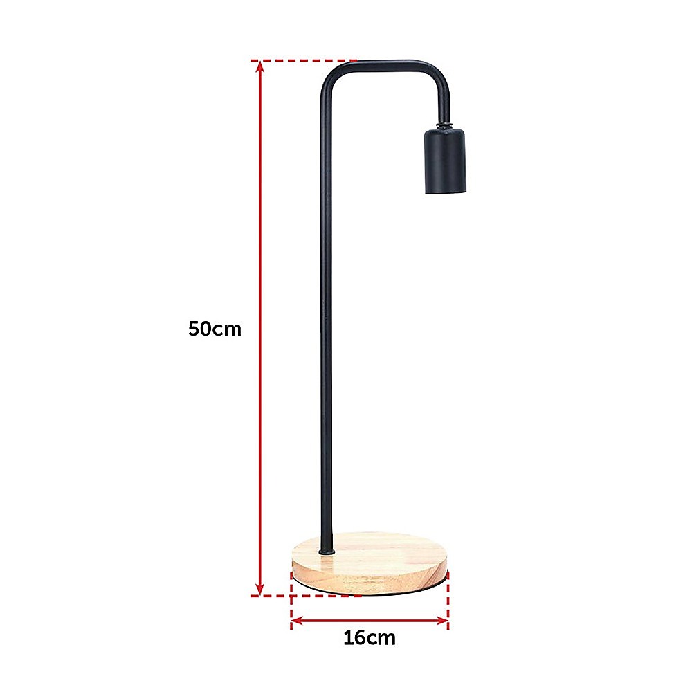 Table Lamp Timber Base Modern Bedside Bedroom Lamps Reading Desk Light - Black