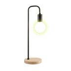 Table Lamp Timber Base Modern Bedside Bedroom Lamps Reading Desk Light - Black