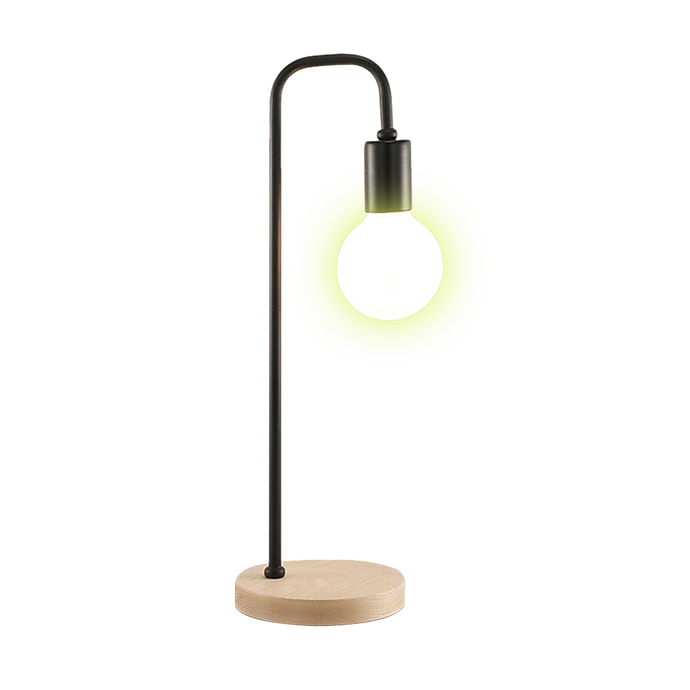 Table Lamp Timber Base Modern Bedside Bedroom Lamps Reading Desk Light - Black