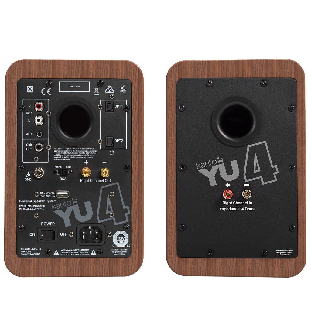 Kanto YU4 140W Powered Bookshelf Speakers Walnut KO-YU4WALNUT-I