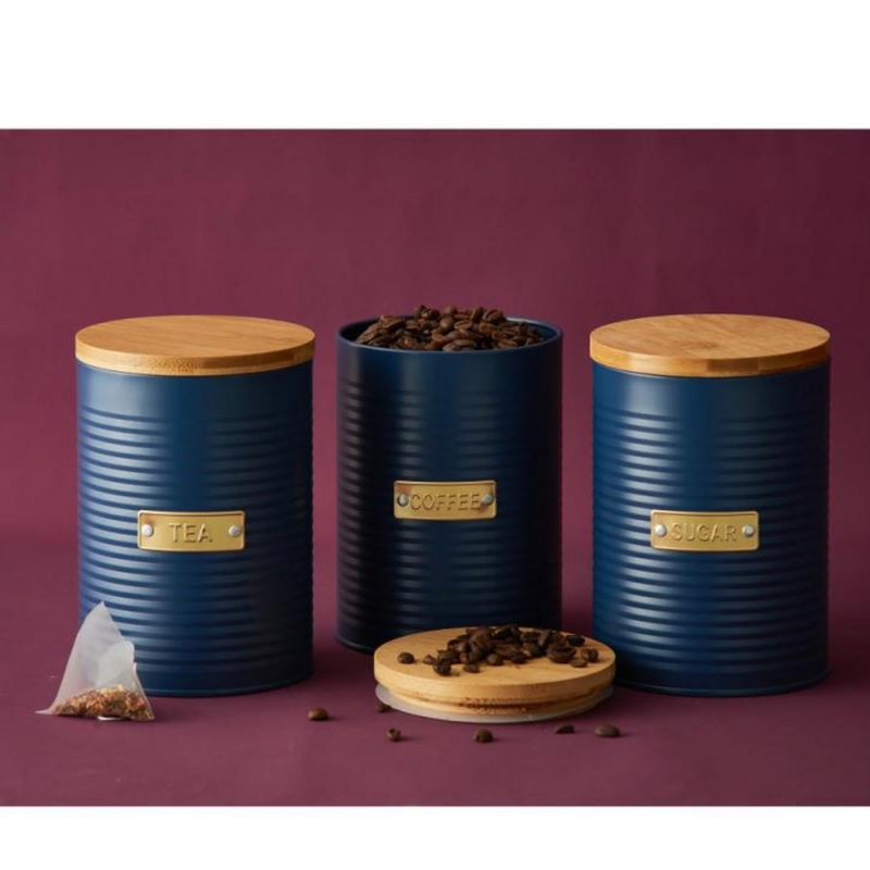 Typhoon Living Otto 1.4L Canister Set | Sugar, Tea, Coffee, Utensil Pot - Navy