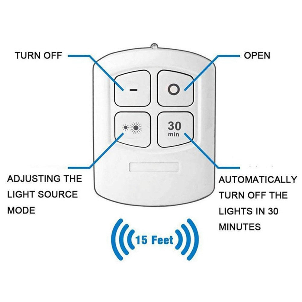 3 LED Light Set with Remote - Cool White for Cabinets & Displays