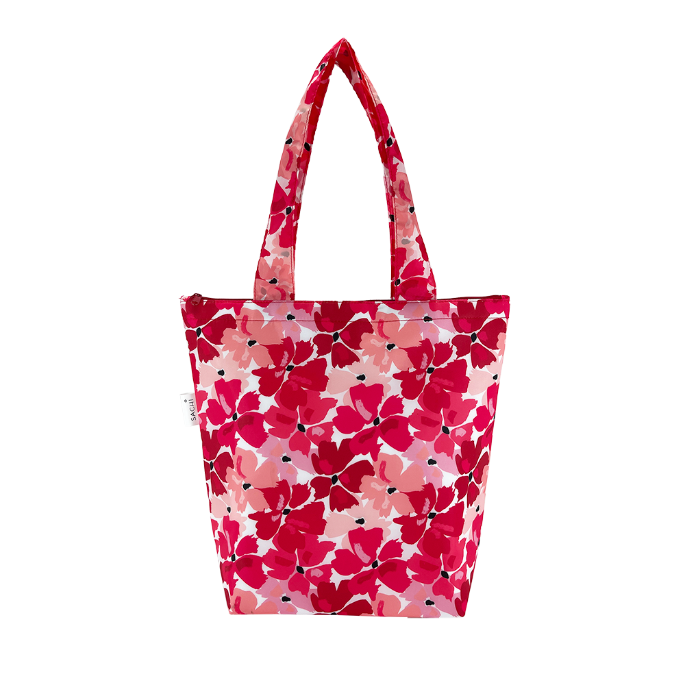 2x Sachi Insulated Market Tote – Eco-Friendly & Durable Red Poppies Print