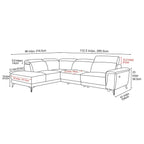Valencia Pista Leather Reclining Sectional Lounge Left Chaise Grey