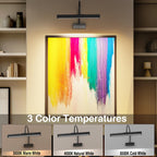 Picture Frame Light with Remote, Wireless 16 Inch Black Art Light, Battery Operated Picture Light with 3 CCT, Dimmable and Timer Wall Picture Lights for Painting, Wall, Gallery, Artwork, Frame