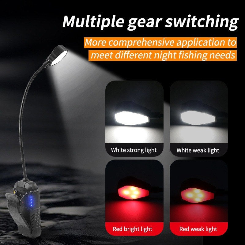 LED Sensor Clip-On Book Light - USB Rechargeable Multifunctional Work Light for Night Fishing and Reading