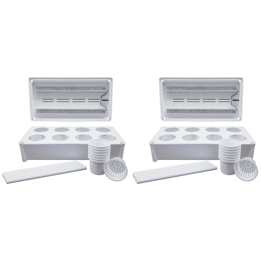 Greenlife 2 x Twin LED Self Watering Salad Grower With 8 Pots White 56 x 29 x 405 cm