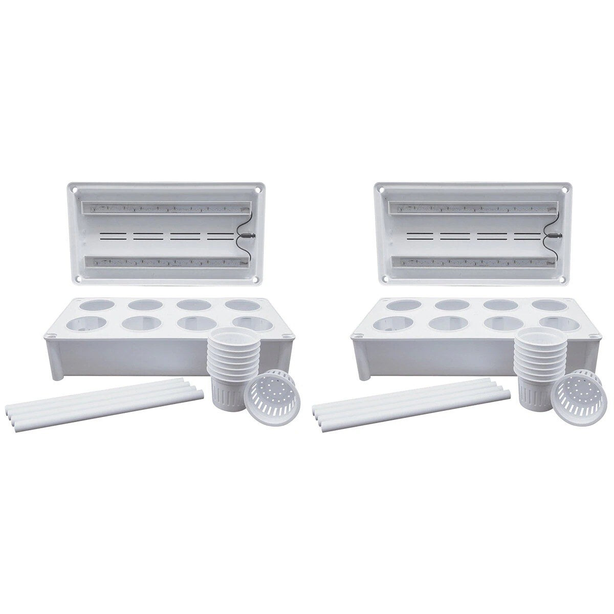 Greenlife 2 x Twin LED Self Watering Salad Grower With 8 Pots White 56 x 29 x 405 cm