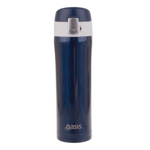 2 x Oasis Stainless Steel Flip-Top Vacuum Flask – Navy Blue, 450ml