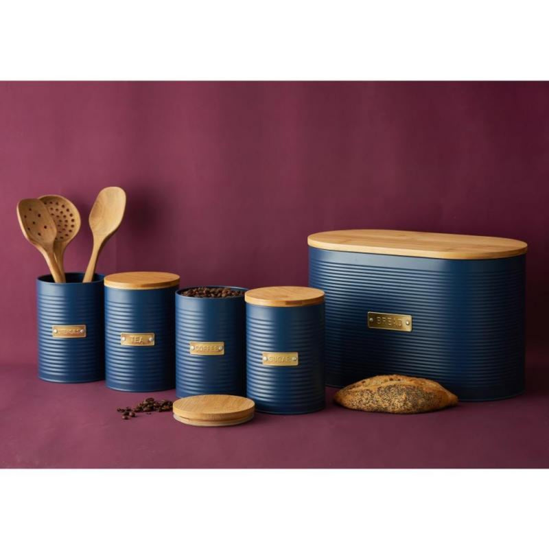 Typhoon Living Otto 1.4L Canister Set | Sugar, Tea, Coffee, Utensil Pot - Navy