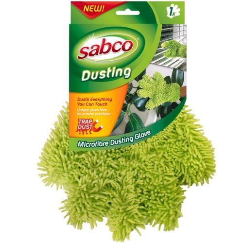 2 x Sabco Microfingers Dusting Glove Washable Cleaning Mittens Gloves - Green