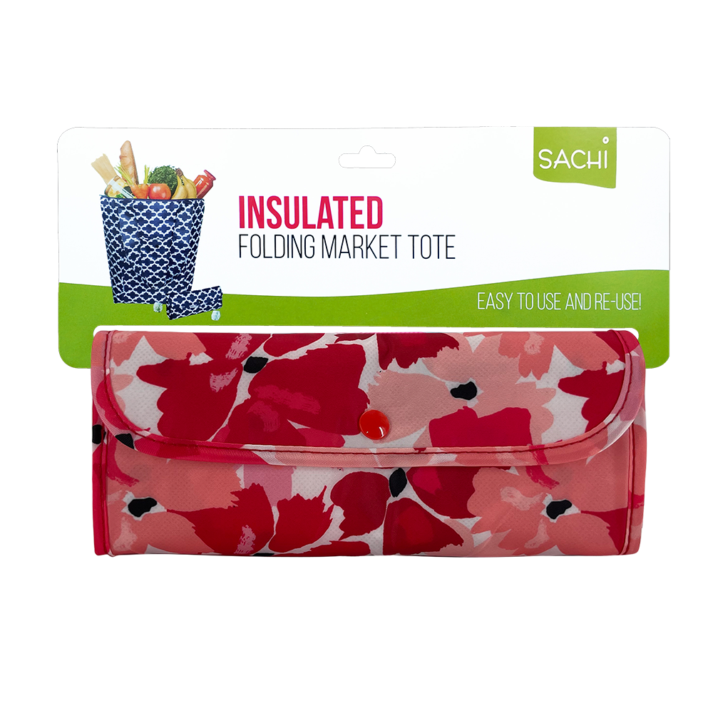 2x Sachi Insulated Market Tote – Eco-Friendly & Durable Red Poppies Print