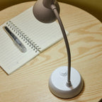 CCMAOLU Cute Pink Desk Lamp with USB Charging Port,Dimmable LED Table Lamp for Home Office,Flexible Neck Reading Light with Auto Dimming,Power Adapter Included,LED Eye Protection Table Lamp White