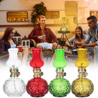 LGCASL Glass Kerosene Indoor Retro Classic Burning Lights Oil Lamp for Home Bedroom Table Decorations Emergency Use, 1*Glass Lamp Glazed Lamp, Clear One Size Glazed lamp, red