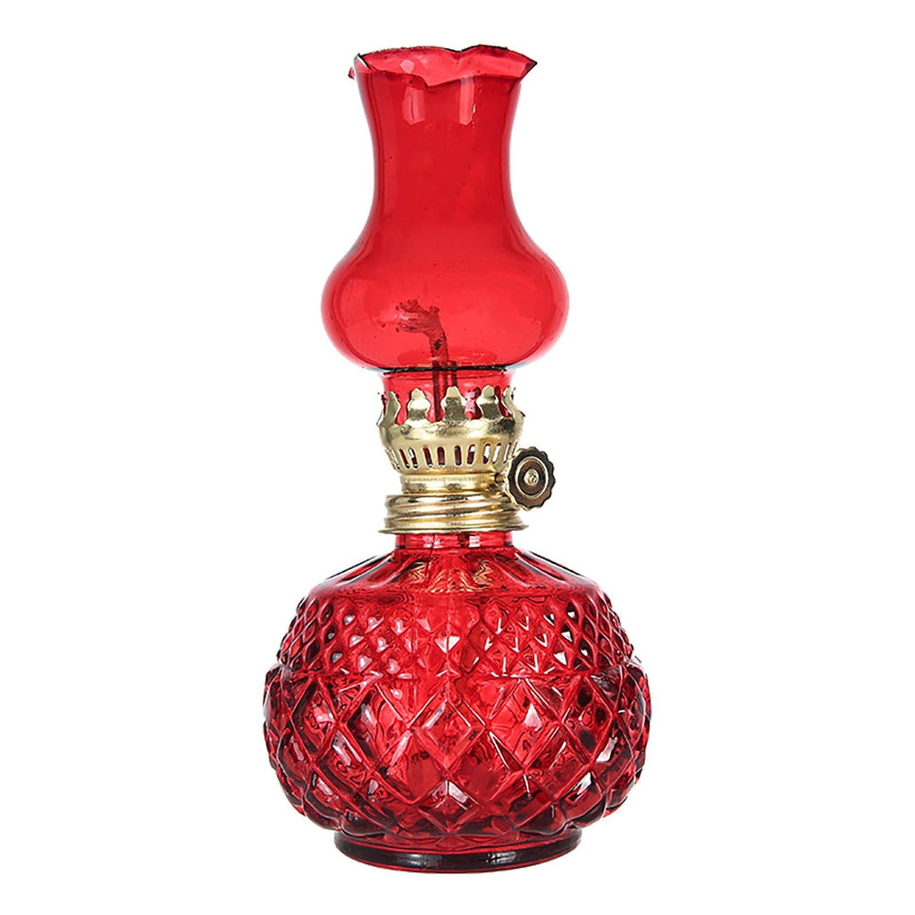 LGCASL Glass Kerosene Indoor Retro Classic Burning Lights Oil Lamp for Home Bedroom Table Decorations Emergency Use, 1*Glass Lamp Glazed Lamp, Clear One Size Glazed lamp, red