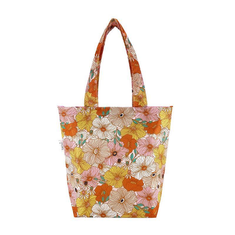 2 x Sachi Insulated Market Tote Folding Shopping Carry Bag - Retro Floral