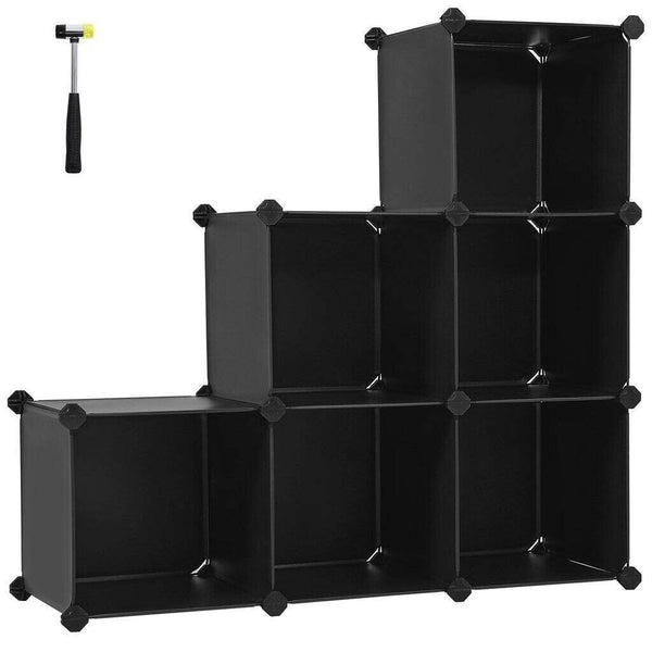 SONGMICS 6 Cube Storage Organizer and Storage with Rubber Mallet Black