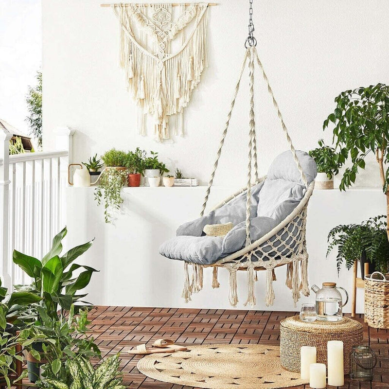 SONGMICS Hammock Hanging Chair with Cushion Gray