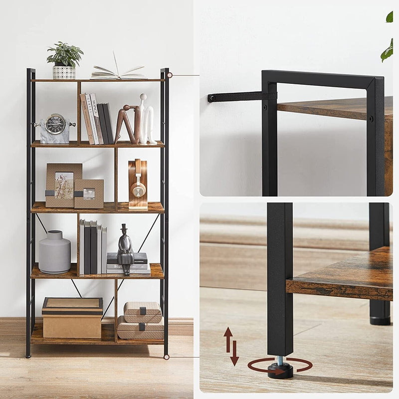 VASAGLE 4 Tier Bookshelf with Compartments