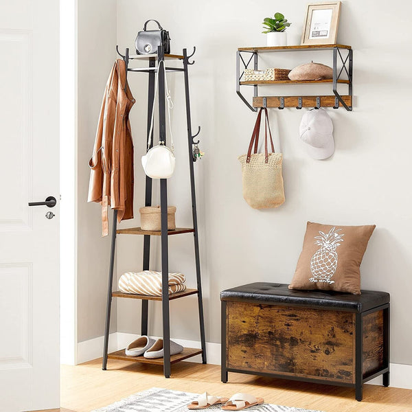 VASAGLE Coat Rack with 3 Shelves