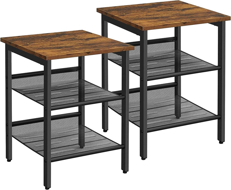 VASAGLE Set of 2 Side Table with 2 Mesh Shelves