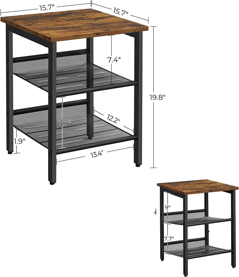 VASAGLE Set of 2 Side Table with 2 Mesh Shelves