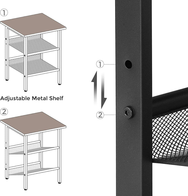 VASAGLE Set of 2 Side Table with 2 Mesh Shelves