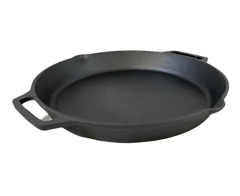 Cast Iron Fry Paella Pan Pre-Seasoned Barbecue Oven Safe Grill Frypan