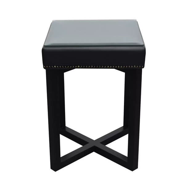 Nova Premium Onyx Leather Bedside Table with Glasstop