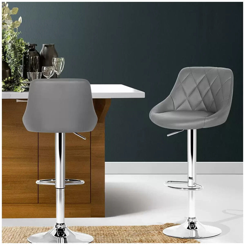 Artiss Grey Gaslift Swivel Barstool 2 Pack