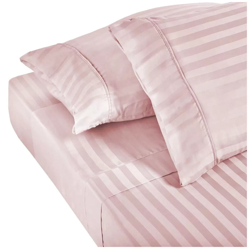 Royal Comfort 1200 TC Damask Stripe Cotton Blend Sheet King Set Blush