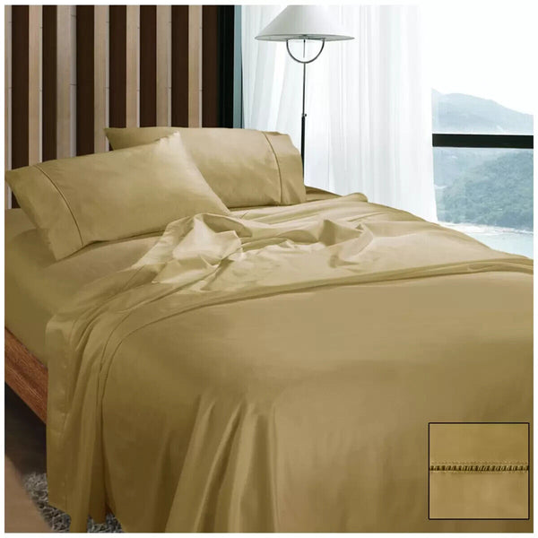 Ramesses 1100 TC Cotton Sateen King Sheet Set Latte